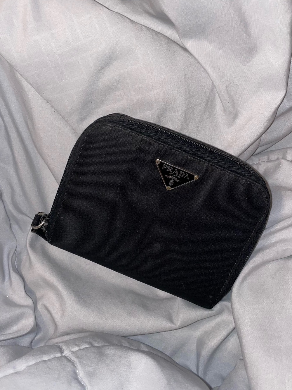 Vintage Prada Tessuto Black Nylon Zip Wallet